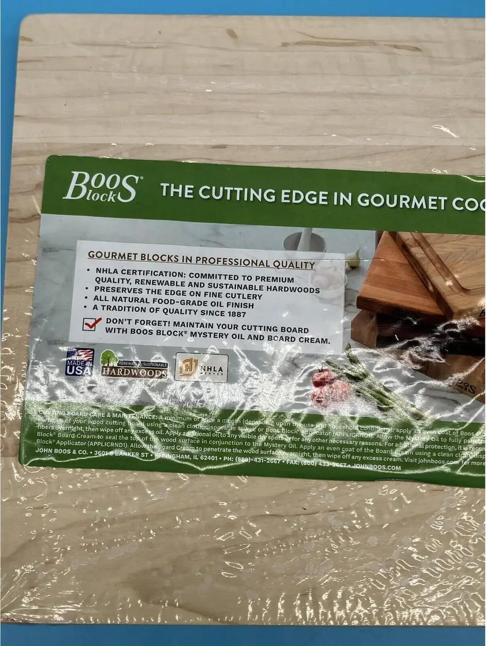 Boos Blocks Small Maple Cutting Board 10x10 Reversible Wood Beige USA Kitchen